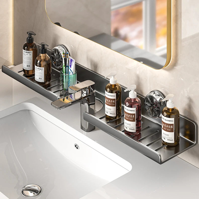 Suction cup mirror front bathroom shelf faucet washbasin washbasin wall-mounted non-punch bathroom shelf