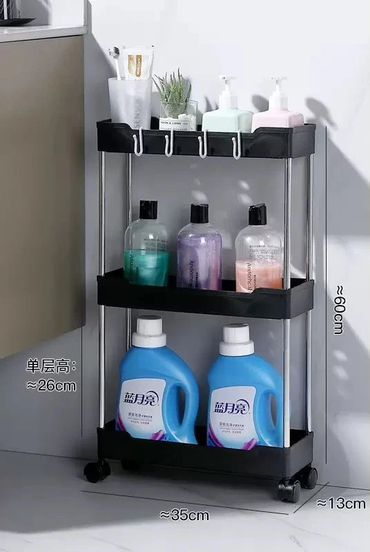 3 Layer Rolling Bathroom Storage Cart With Wheels Multi-purpose Organizer for Bathroom Kitchen Office Utility