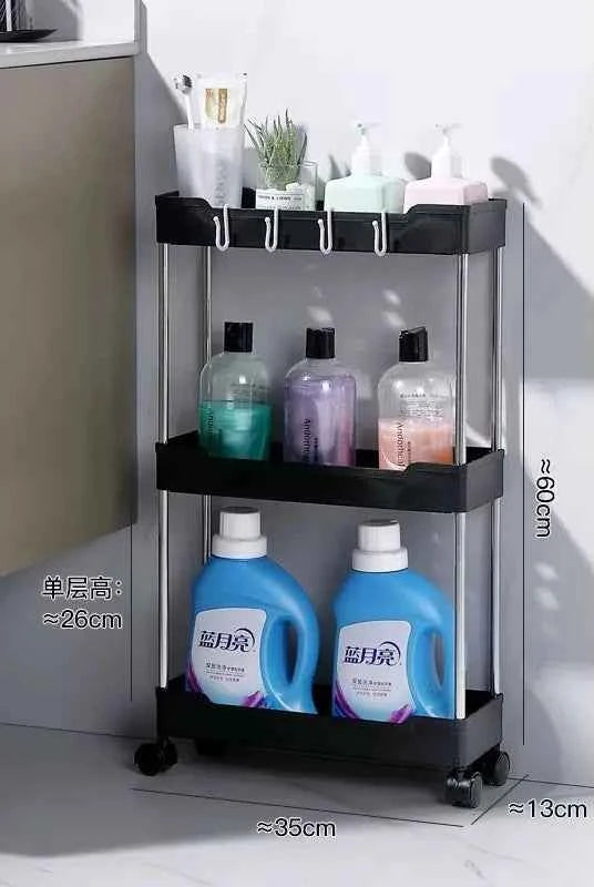 3-Layer Rolling Storage Cart with Wheels - Multi-Purpose Organizer for Bathroom, Kitchen & Office - Hom Haven