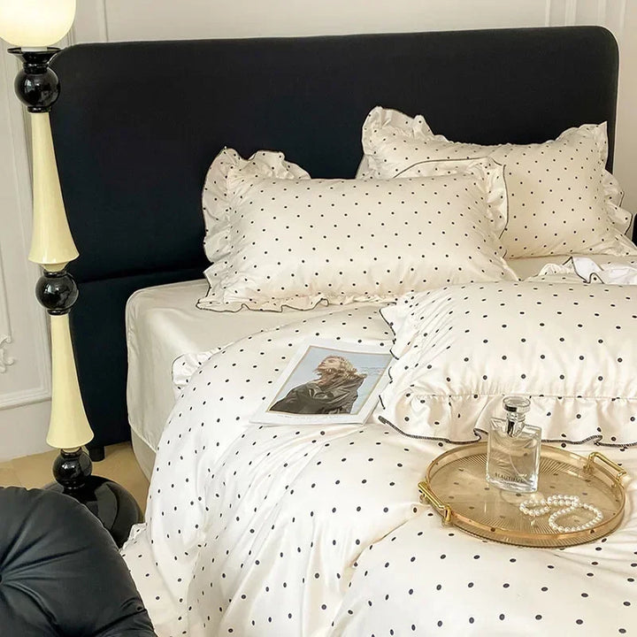 Sweet Rayon Silk Bow Printed Bedding Set Fashion Skin-Friendly Comforter Cover Sets for Summer Single Double Bed Quilt Cover Kit