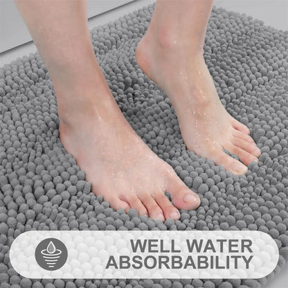 Olanly Chenille Non-Slip Bath Mat - Soft Fluffy Shag Microfiber Shower & Bathroom Floor Rug - Hom Haven
