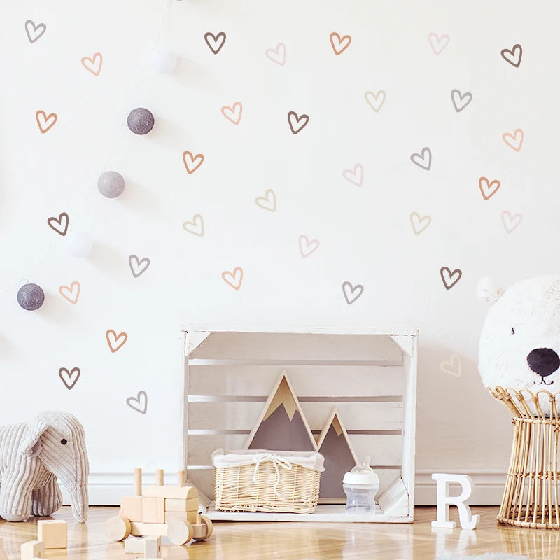 36-Piece Boho Heart Wall Stickers - Trendy Bohemian Wall Decals for Living Room, Bedroom & Nursery - Hom Haven