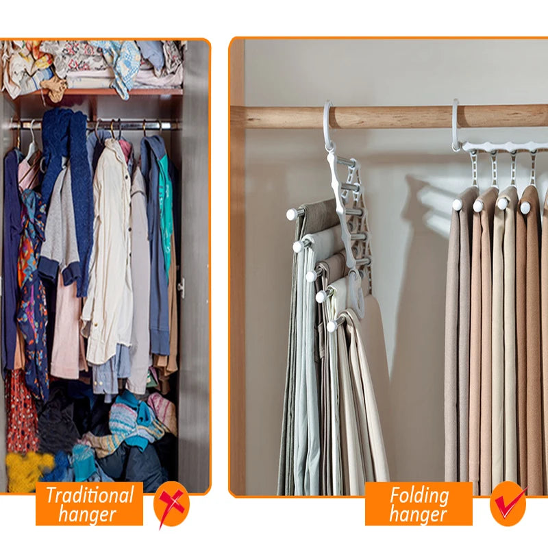 Folding Pants Hanger Space-Saving Clothes Organizer
