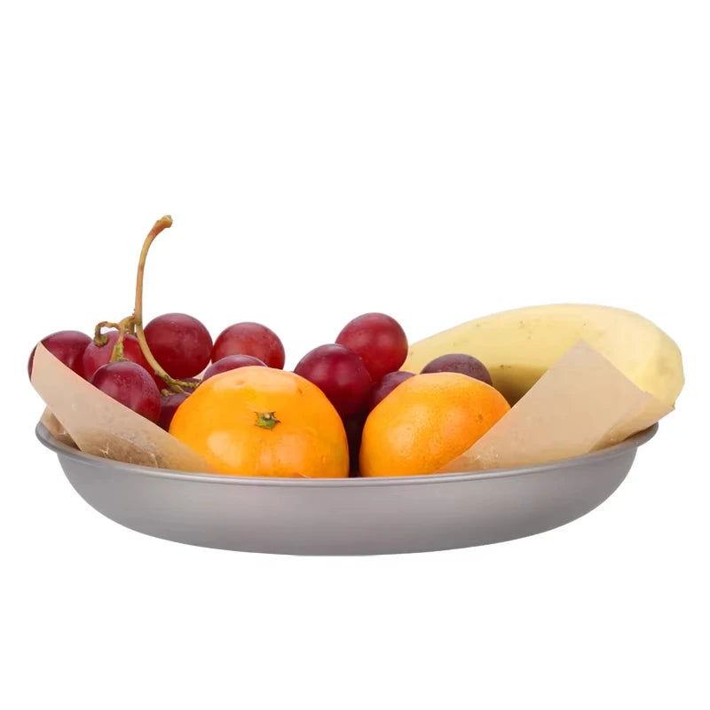Tiartisan Titanium Ultralight Portable Outdoor Camping Frosted Round Plate 220mm Extra Large Fruit Salad Dinner Dishes Tableware