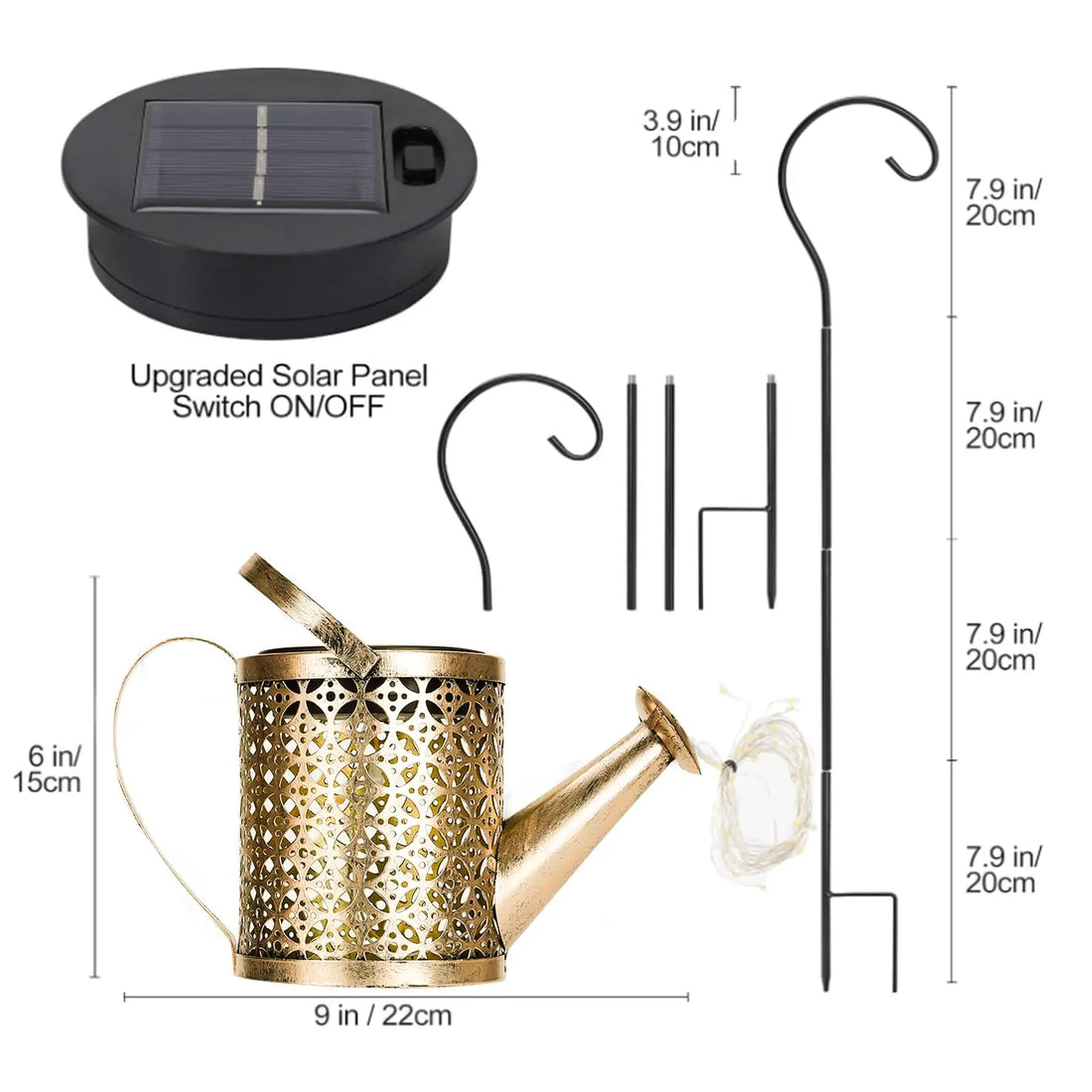 Solar Watering Can Garden Light Waterproof Decorative Metal Lantern