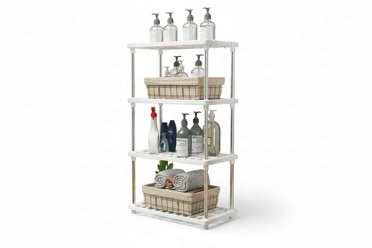 4-Layer Multi-Purpose Floor Standing Storage Rack - Bathroom, Kitchen & Living Room Organizer - Hom Haven