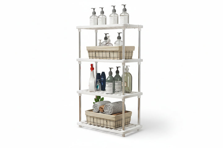 4-Layer Multi-Purpose Floor Standing Storage Rack - Bathroom, Kitchen & Living Room Organizer