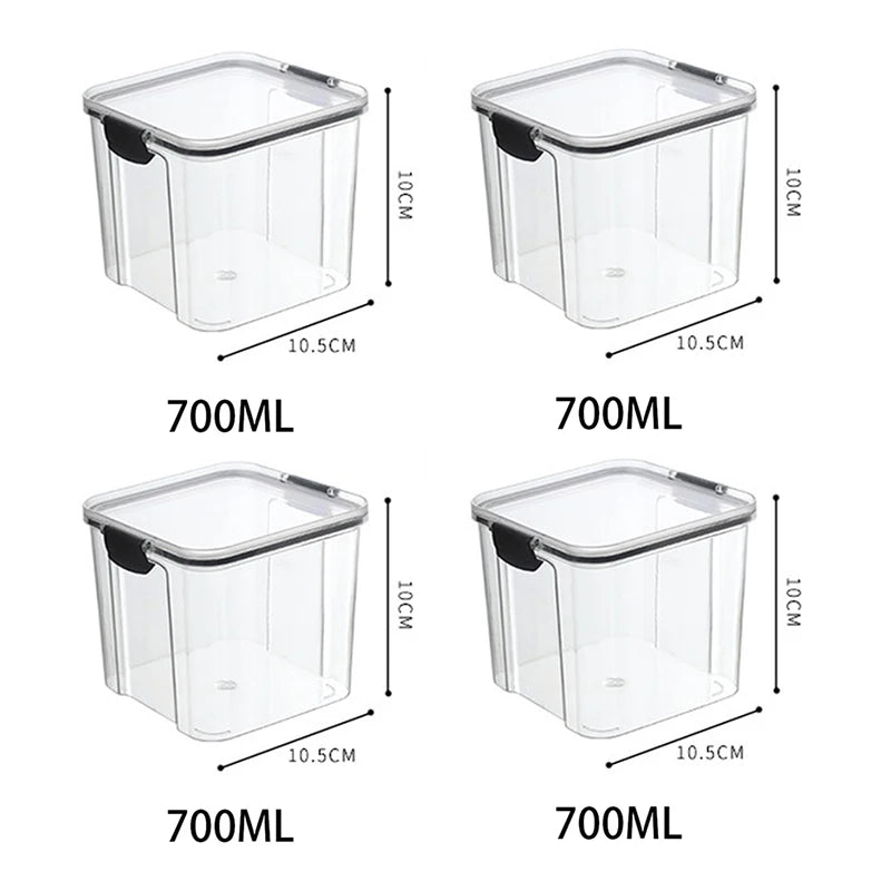 5-Piece Transparent Sealed Storage Jar Set - Stackable Airtight Kitchen Organizer for Dried Goods & Multigrain (700ml-1800ml)