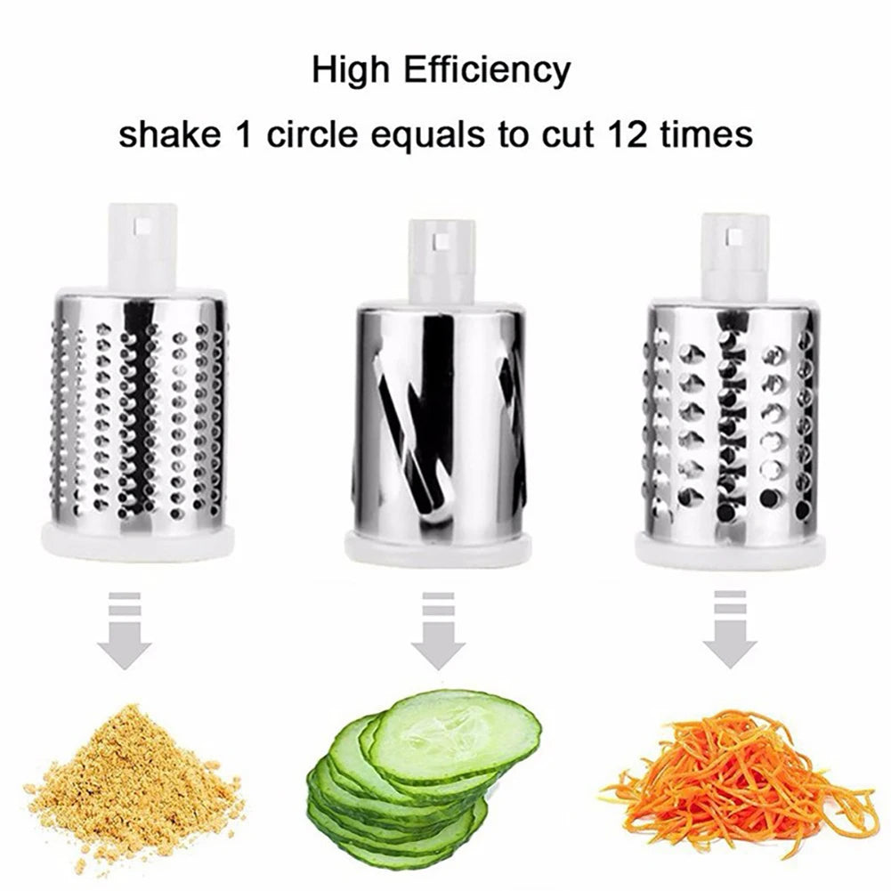 Manual Vegetable Slicer 3-Blade Hand Crank Chopper for Meal Prep