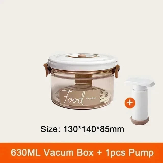 Vacuum Sealed Food Storage Box - Large Capacity Transparent Fresh-Keeping Kitchen Container with Pump