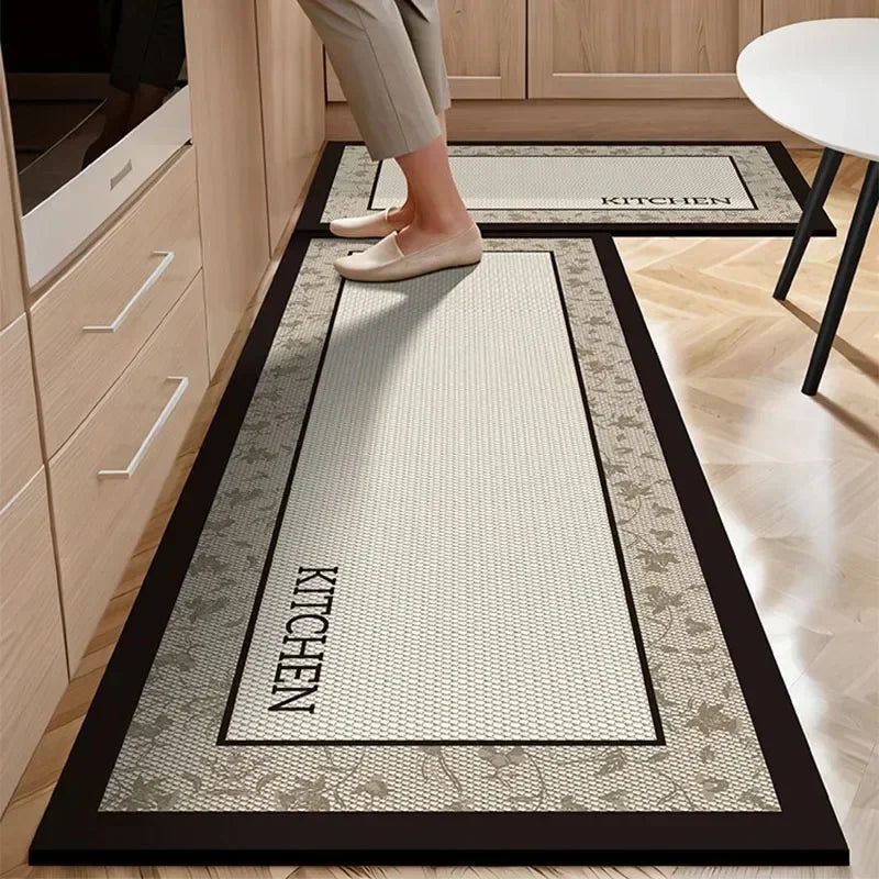 Carpet for Kitchen Floor Mat Pvc Leather Waterproof Non-slip Long Rug Oil-proof Foot Mats Pink Flower Home Decoration Rugs