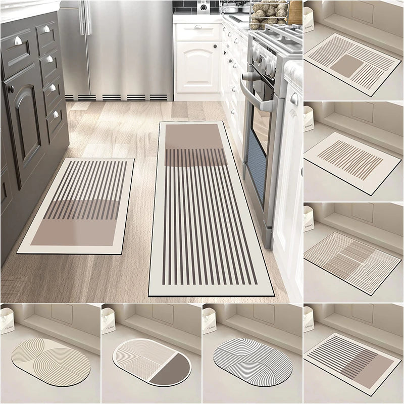 Super Absorbent Long Kitchen Floor Mat - Diatomite Anti-Slip Washable Bathroom & Entrance Doormat - Hom Haven