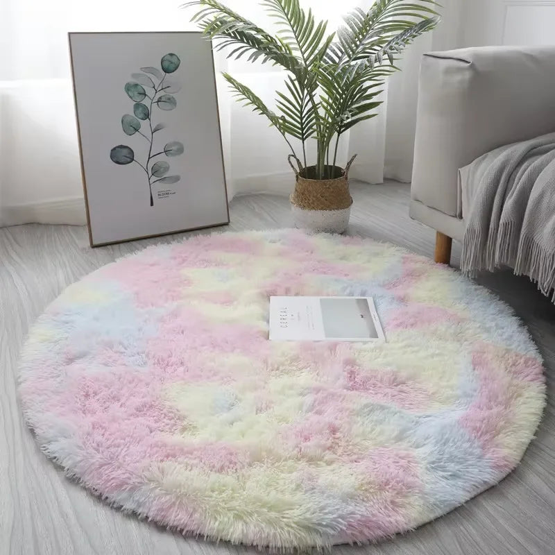 VIKAMA Ultra Soft Shaggy Round Rug - Fluffy White Carpet for Living Room, Bedroom & Kids Room
