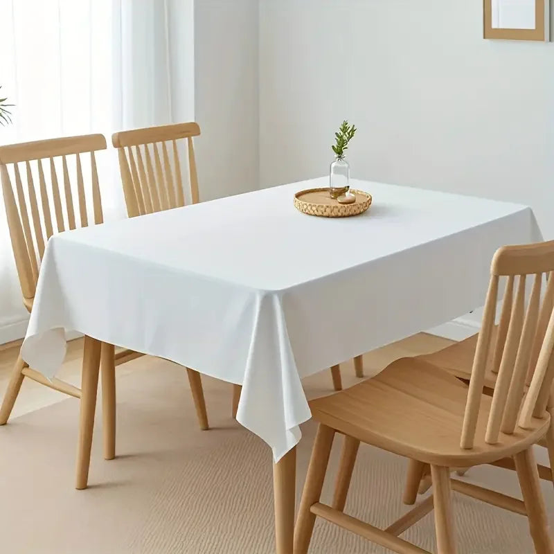 White Table Cloth Waterproof Anti Scratch Polyester Tablecloth Decorative Washable Fabric Table Cover Home Dining Buffet Party