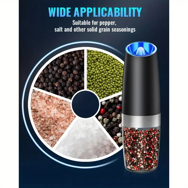 Gravity Electric Salt & Pepper Grinder Auto Tilt, Adjustable Coarseness (Battery Powered)