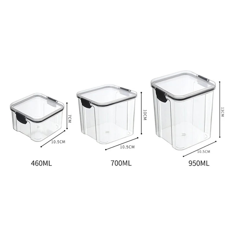 5-Piece Transparent Sealed Storage Jar Set - Stackable Airtight Kitchen Organizer for Dried Goods & Multigrain (700ml-1800ml)