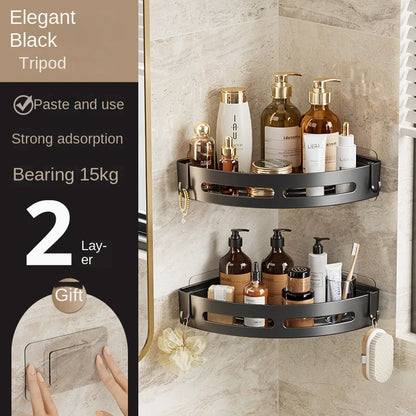 No-Drill Adhesive Shower Caddy Shelf - Corner Bathroom Shampoo Holder & Towel Rack (1/2/3 Pcs) - Hom Haven