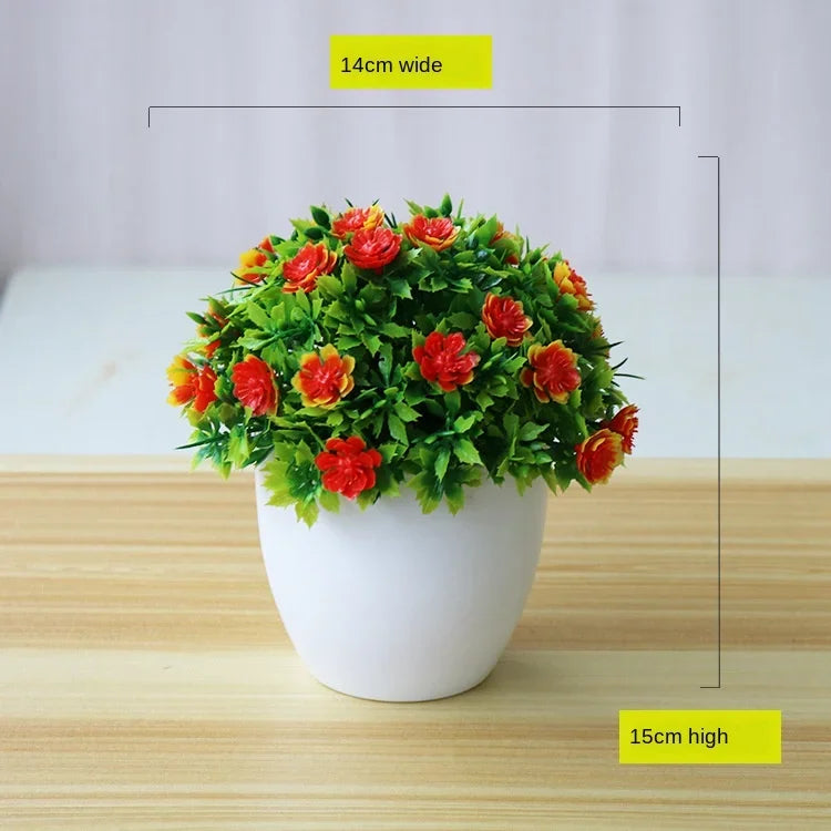 1pc Artificial Plants Bonsai Small Flower Potted Plants Fake Flowers Potted Ornaments for Home Decoration Hotel Garden Decor