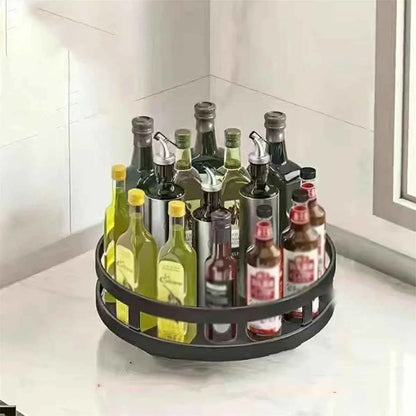 360° Rotating Spice Rack Organizer - Non-Skid Carbon Steel Seasoning & Jar Storage Tray - Hom Haven