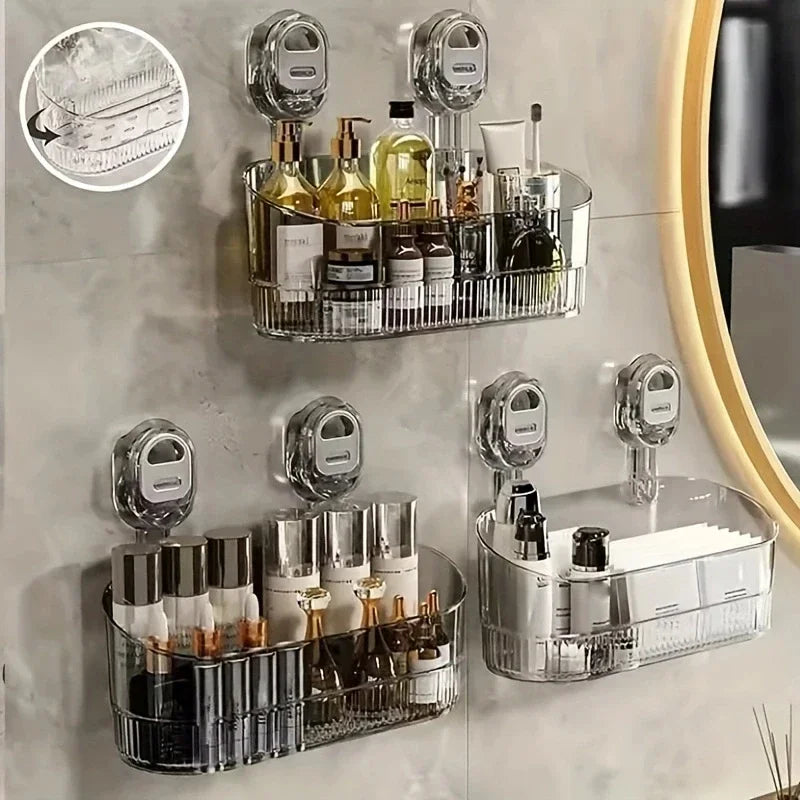 No-Drill Suction Bathroom Storage Shelf Organizer