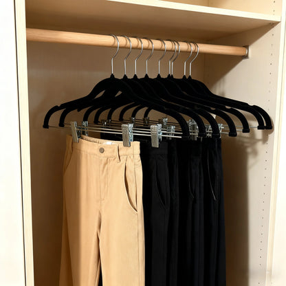 5/10 PCs Velvet Non-Slip Clip Hangers For Pants, Skirts & Bras - Hom Haven