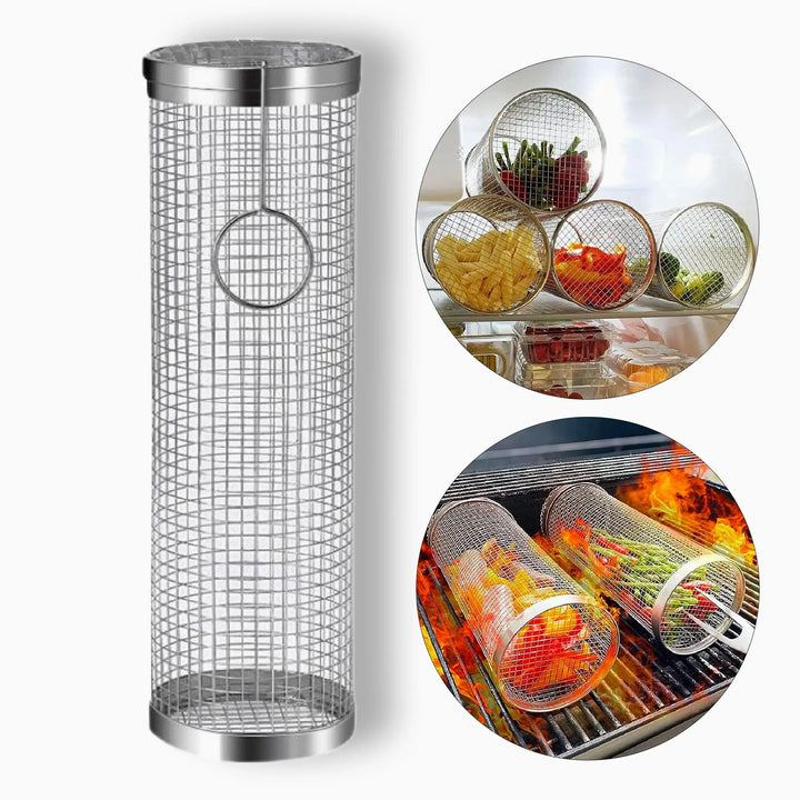Stainless Steel BBQ Rolling Grill Basket