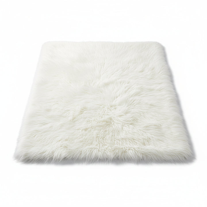 Plush Soft Imitation Sheepskin Bedroom Carpet - Long Hair Bedside Mat & Sofa Cushion Rug