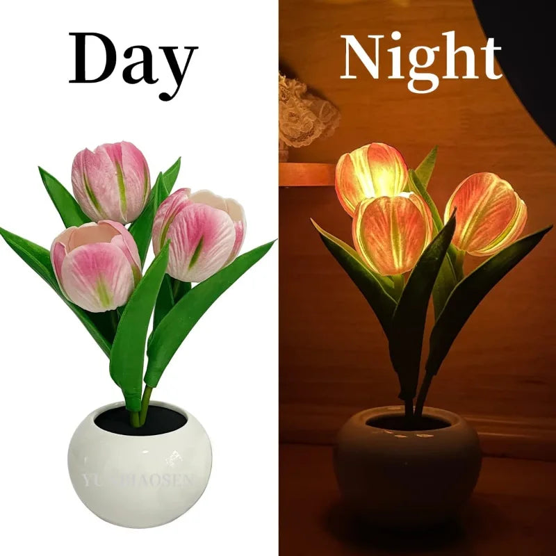 LED Tulip Night Lamp Decorative Flower Desk Light Gift for Room Decor
