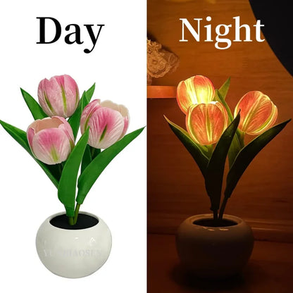 LED Tulip Night Lamp Decorative Flower Desk Light Gift for Room Decor - Hom Haven