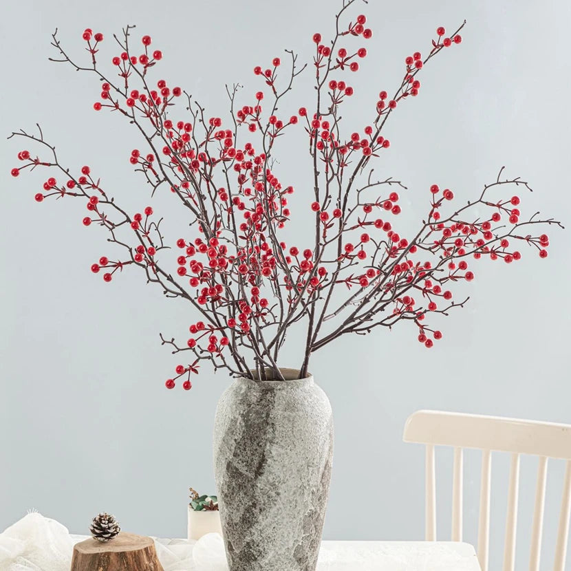 Artificial Plants Holly Little Red Fruit New Year Home Vases Table Garden Bonsai Festival Party Yard Wedding Decor DIY Gifts Box
