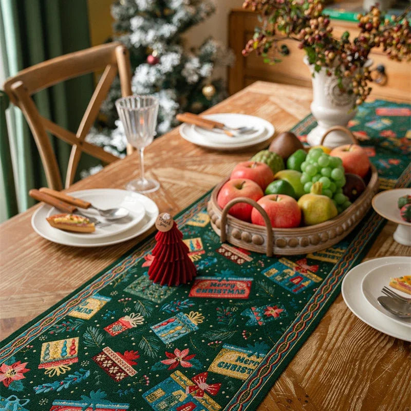 Christmas Snowflake Decoration Table Runner Jacquard Dining Cloth New Year Gift Winter Home Rustic Decor Bed Tail Flag Cover