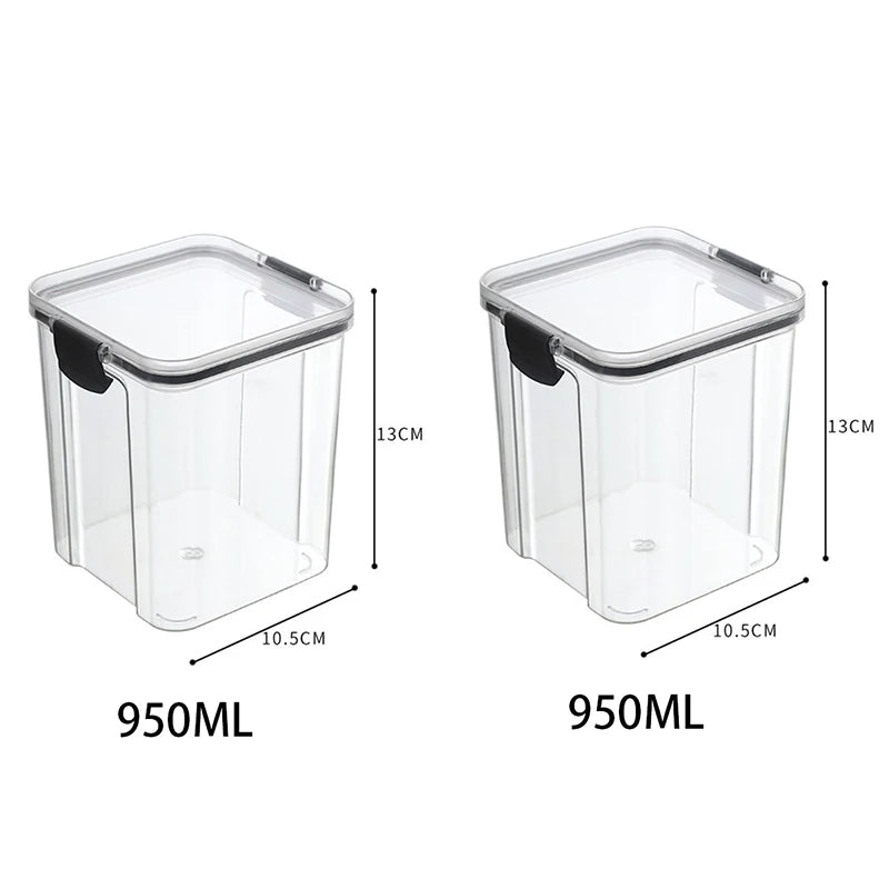 5-Piece Transparent Sealed Storage Jar Set - Stackable Airtight Kitchen Organizer for Dried Goods & Multigrain (700ml-1800ml)