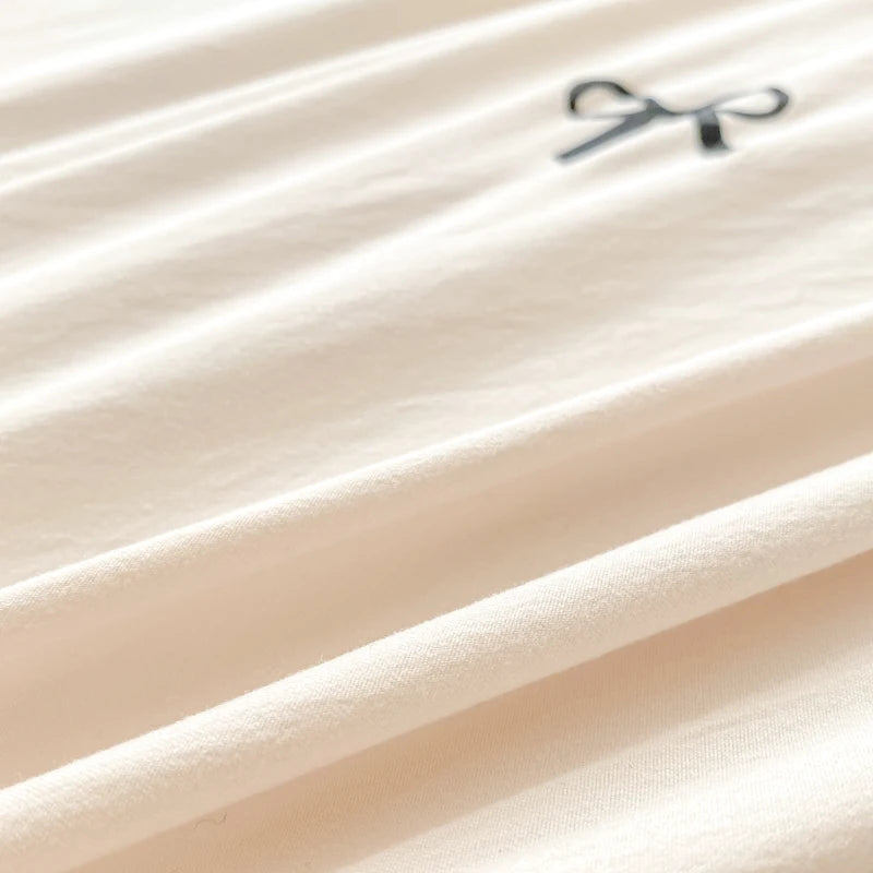 3 Piece Sheet Set  pink bowknot embroidery duvet cover Set ， comfortable Bedding Set Bedspread for All Season