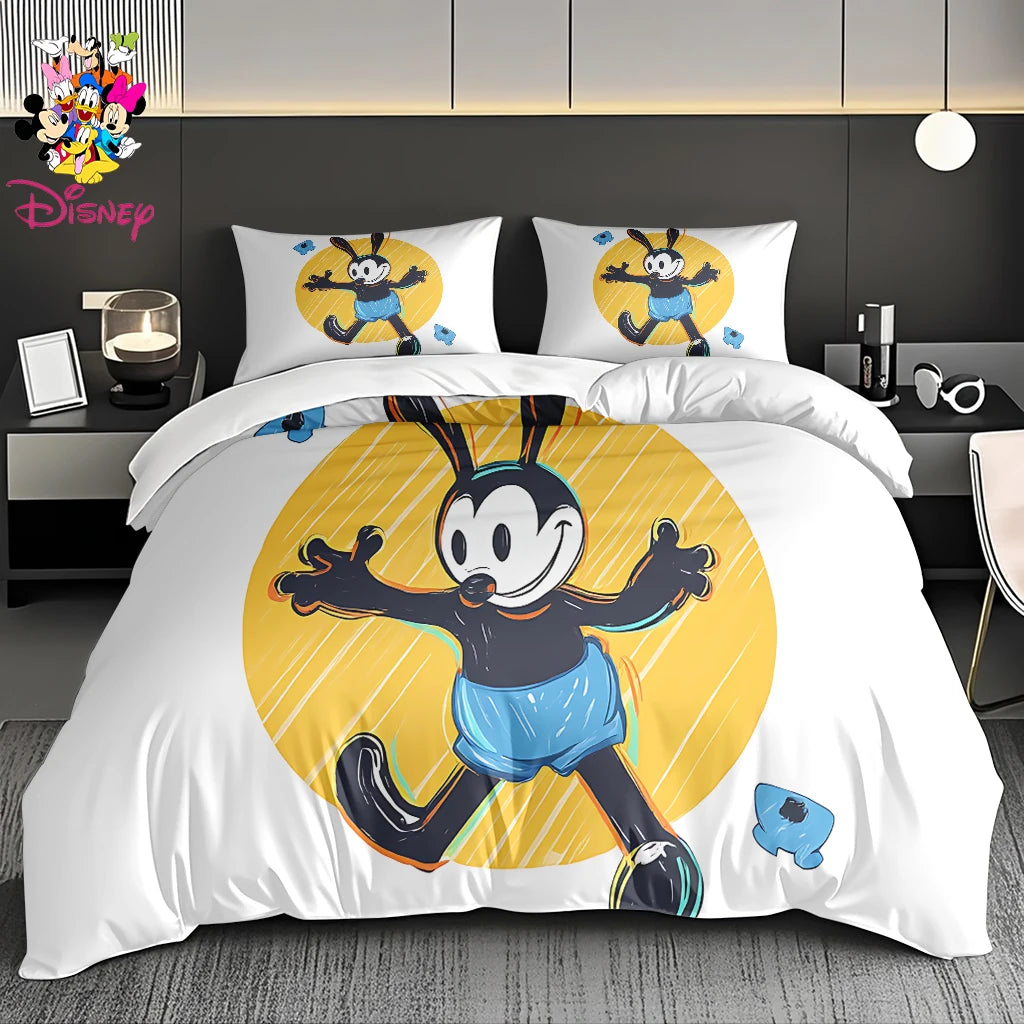 2/3pcs Disney Stitch & Mickey Duvet Cover Set Without Filler  Soft Bed Sheet,Skin-Friendly & Breathable Bedding Set Holiday Gift