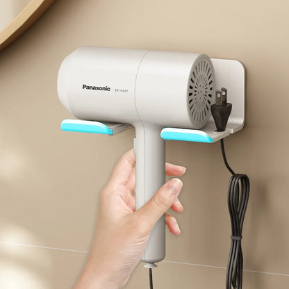 Wall-Mounted Hair Dryer Holder & Straightener Stand - Nail-Free Aluminum Bathroom Storage Shelf - Hom Haven