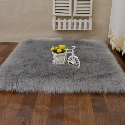 Plush Soft Imitation Sheepskin Bedroom Carpet - Long Hair Bedside Mat & Sofa Cushion Rug - Hom Haven