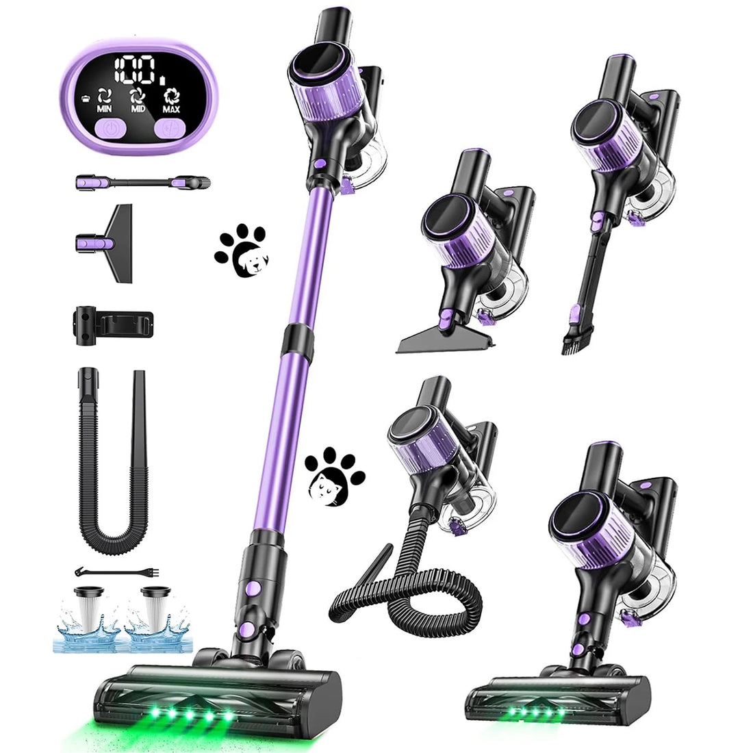 Cordless 10-in-1 Stick Vacuum Cleaner 55KPa Powerful for Home & Pets