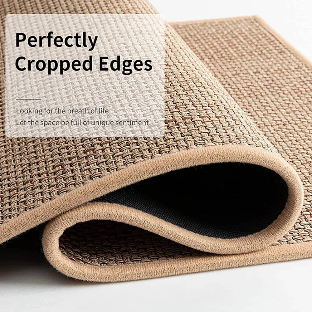 Washable Faux Sisal Kitchen Runner Rug - Non-Slip Natural Rubber Back Woven Kitchen Mat