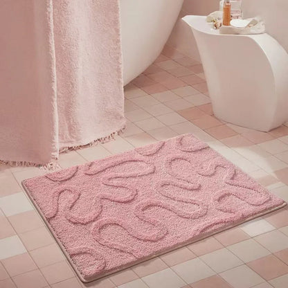 VIKAMA Angel Wings Bathroom Carpet - Pink Love Wave Edge Anti-Slip Bedroom & Entryway Rug - Hom Haven