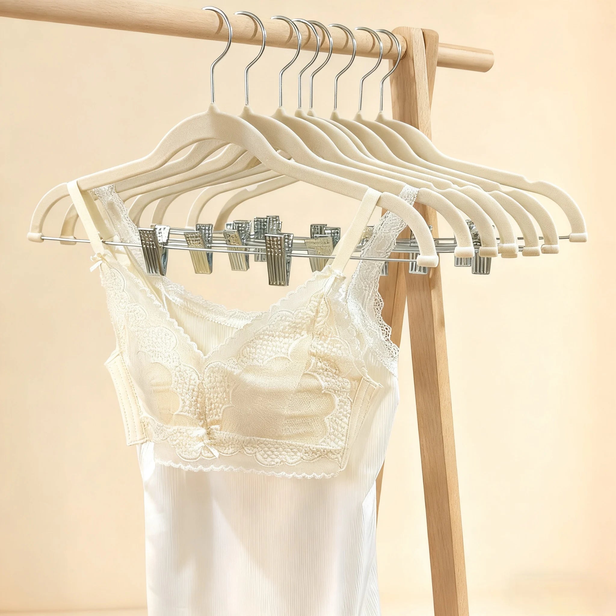 5/10 PCs Velvet Non-Slip Clip Hangers For Pants, Skirts & Bras
