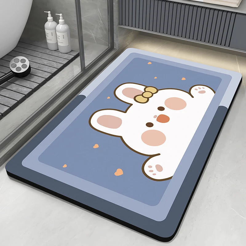 Diatomaceous Earth Bath Mat - Quick Dry Non-Slip Absorbent Shower & Bathroom Floor Rug