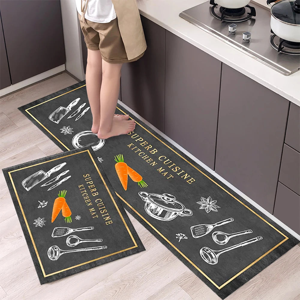 Soft Washable Kitchen Floor Mat - Anti-Slip Long Area Rug for Bedroom, Hallway & Bathroom Entrance