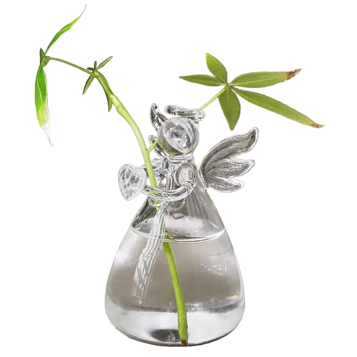 Angel Figurine Crystal Glass Vase Mini 5.5cm - Handmade Tabletop Decor for Home, Office & Wedding Gift