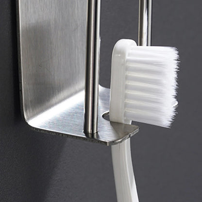 304 Stainless Steel Wall-Mounted Toothbrush Holder - No-Drill Bathroom Dental Cup & Storage Rack - Hom Haven