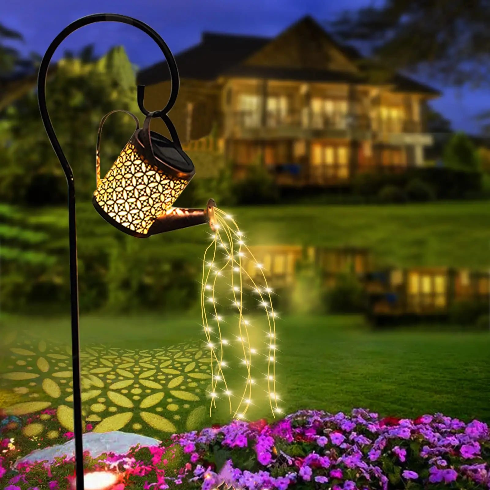 Solar Watering Can Garden Light Waterproof Decorative Metal Lantern