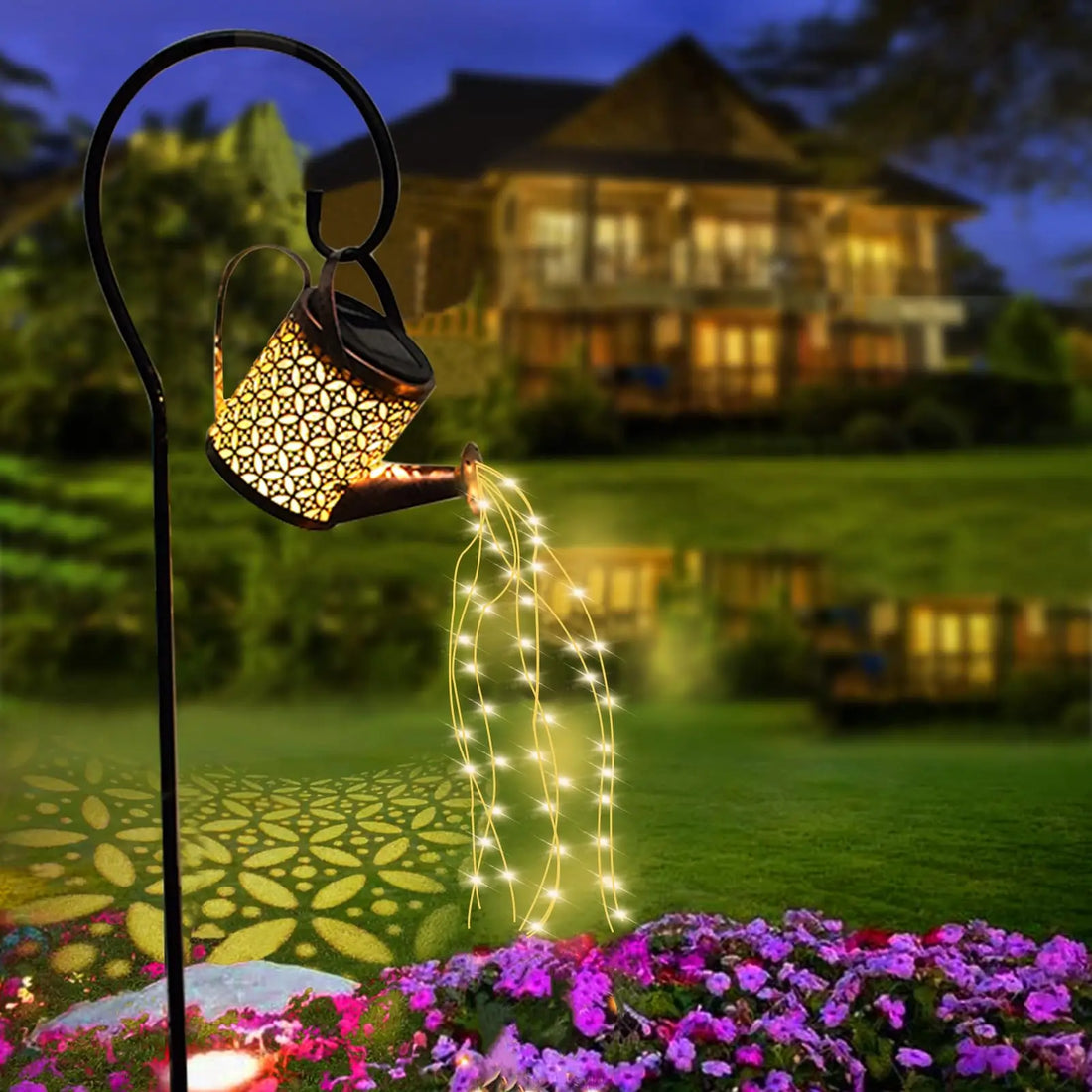 Solar Watering Can Garden Light Waterproof Decorative Metal Lantern