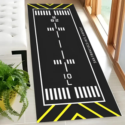 Runway Aviation Airport Track Design Rug - Modern Living Room & Bedroom Decorative Carpet - Hom Haven