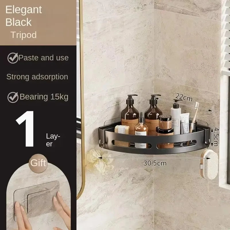 No-Drill Adhesive Shower Caddy Shelf - Corner Bathroom Shampoo Holder & Towel Rack (1/2/3 Pcs) - Hom Haven