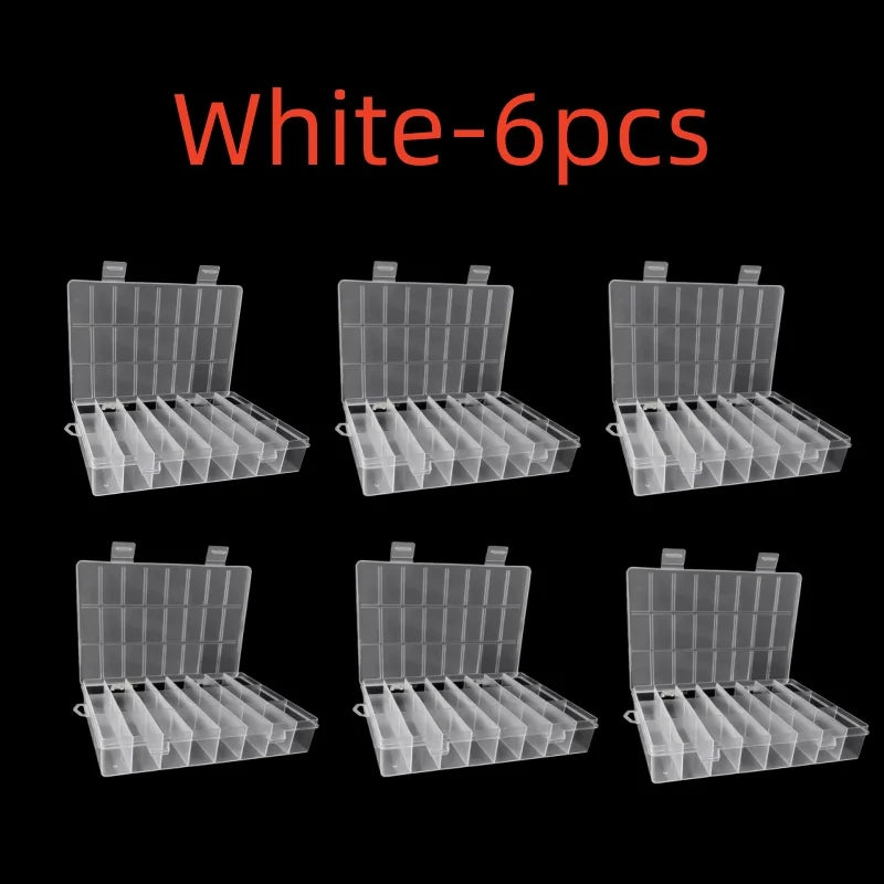 24 Grids Compartment Plastic Storage Box Jewelry Earring Box Bead Screw Container Home Storage Case Display Organizer Container