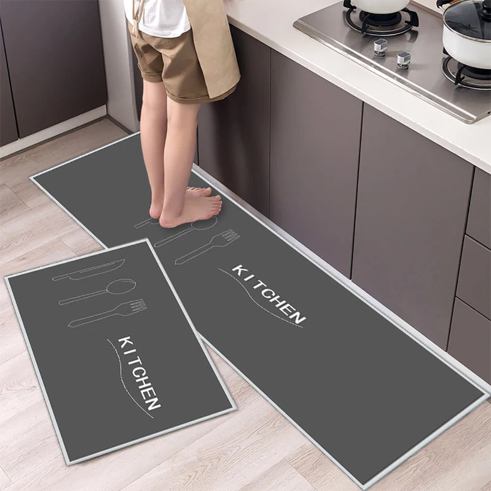 Soft Washable Kitchen Floor Mat - Anti-Slip Long Area Rug for Bedroom, Hallway & Bathroom Entrance